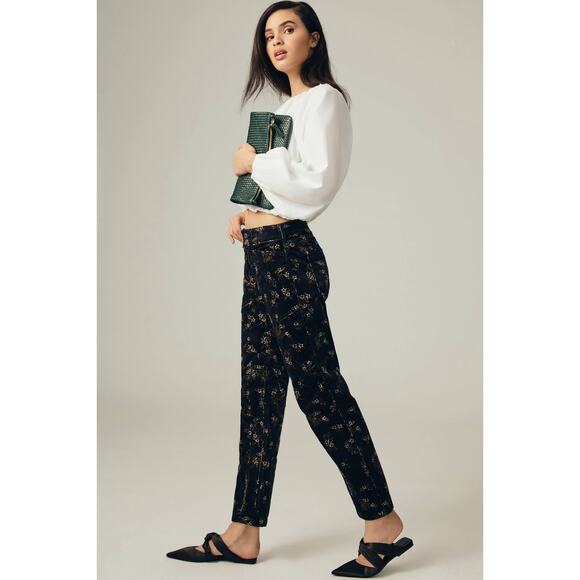 Anthropologie Pilcro The Wanderer Corduroy Pants Black Floral Size 26 - Picture 4 of 16